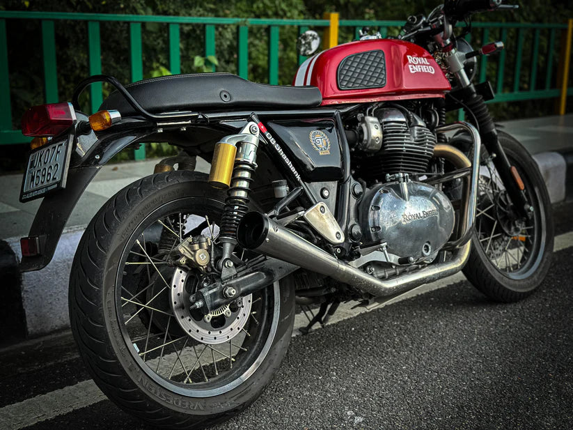 SS Motocorp 2x2 Full System Exhaust Slim Cans for Royal Enfield Interceptor 650 Continental GT 650 with H Joint
