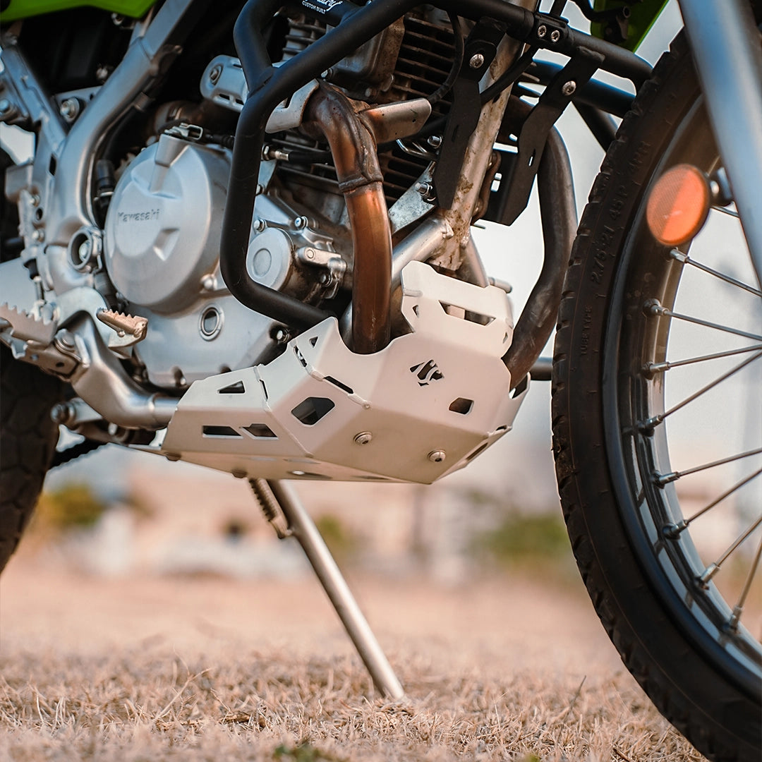 Kawasaki KLX 230 Vambrace Bash Plate Silver CBU Version heavy-duty mild steel skid plate for engine and chassis protection