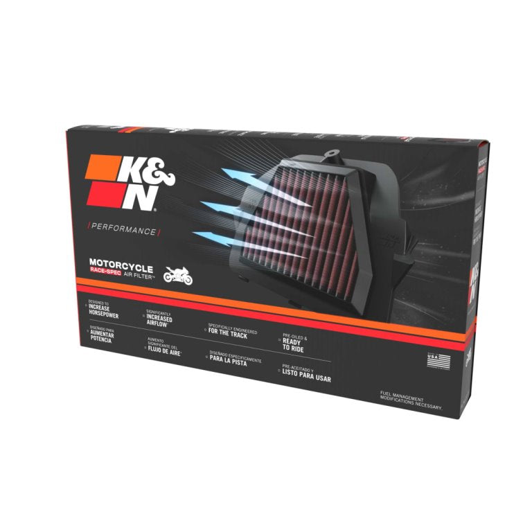 K&N BM-1010R High Flow Racing Air Filter for BMW S1000RR S1000R S1000XR HP4 Washable Reusable Performance Intake Filter
