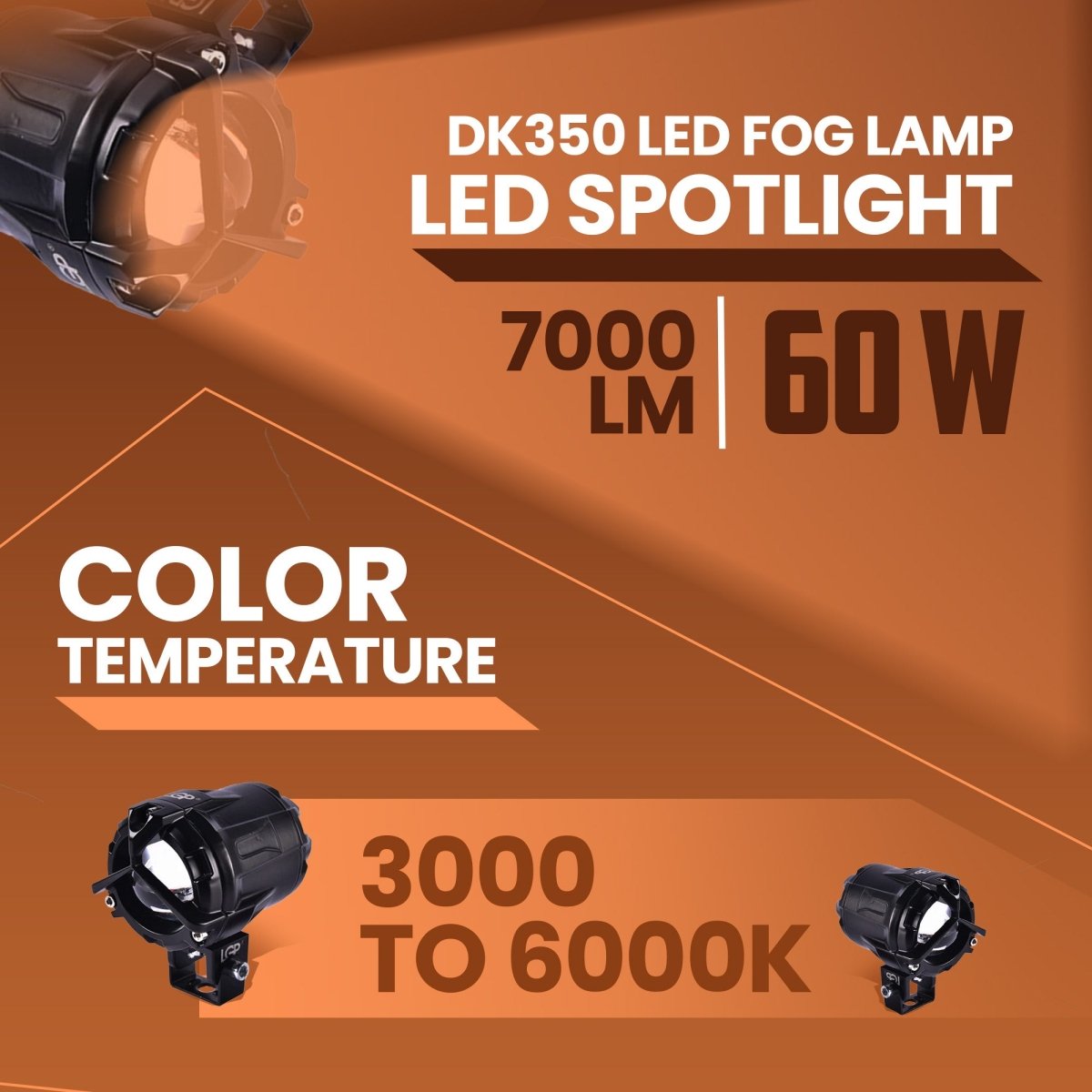 LGP DK350 LED Fog Lamp Pair for Motorcycle