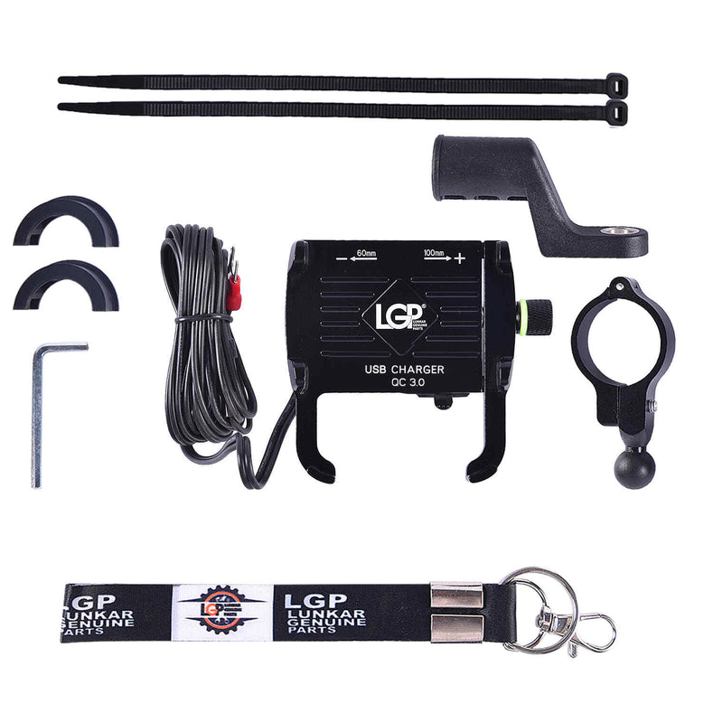 LGP Mobile Holder M6S bike and motorcycle phone holder with USB charger
