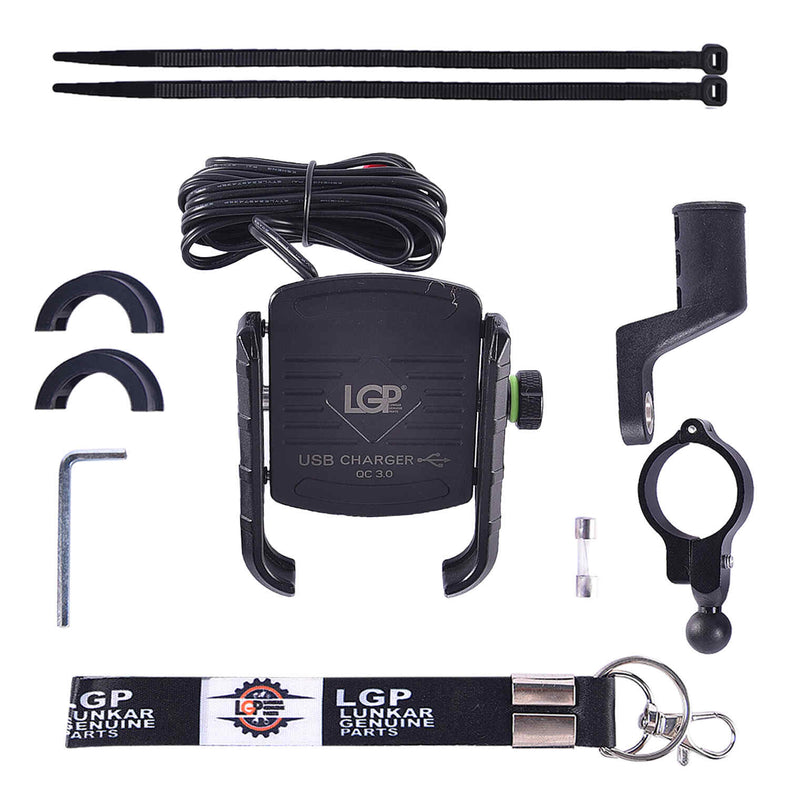 LGP Mobile Holder M8 bike and motorcycle phone mount with USB charger