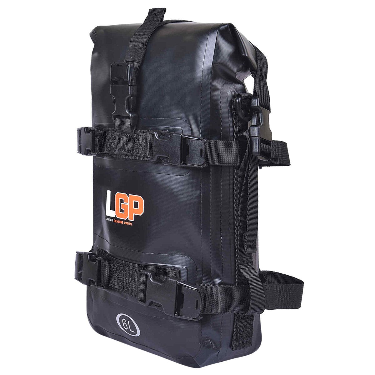 LGP 6L motorcycle crash bar side bag mounted on crash bar