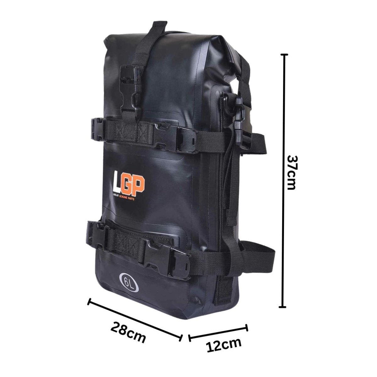 LGP 6L motorcycle crash bar side bag mounted on crash bar