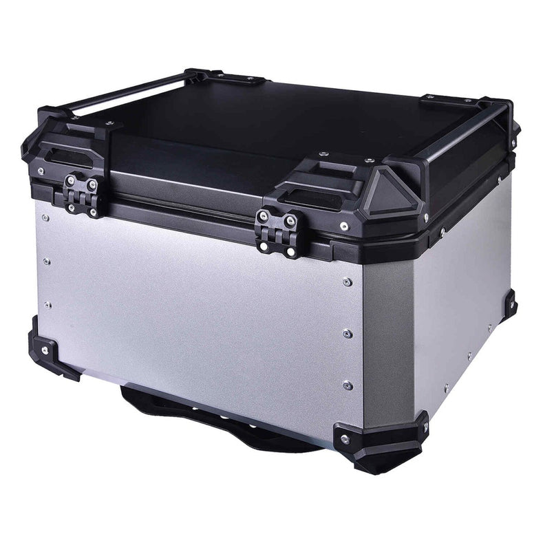 LGP 55L Type X silver aluminum motorcycle top box with backrest