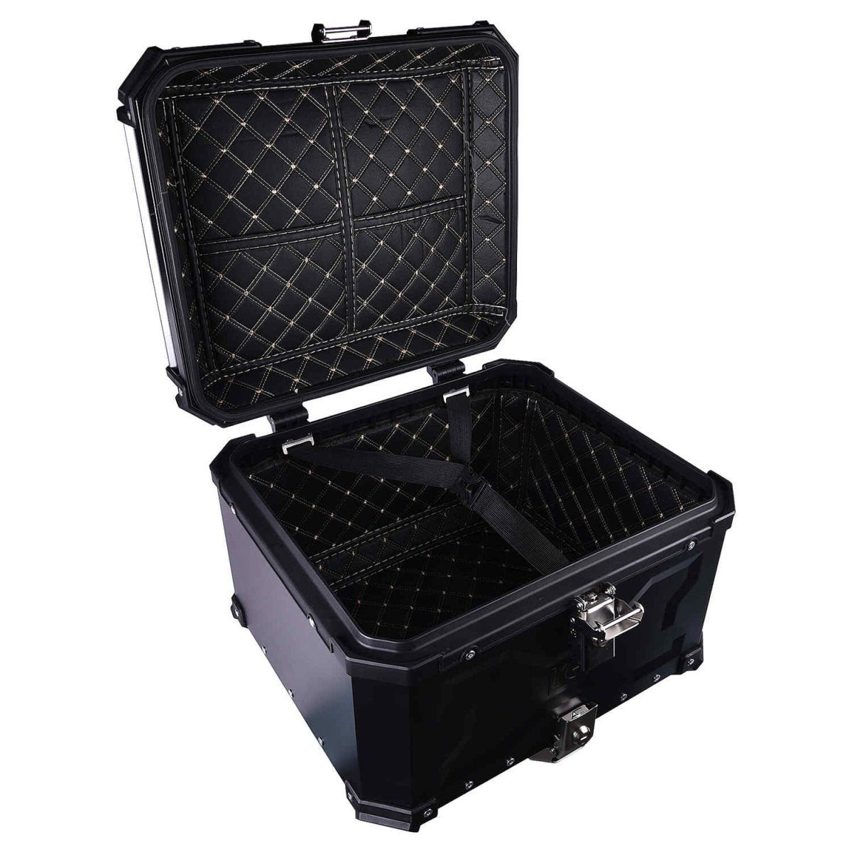 LGP 55L Type X silver aluminum motorcycle top box with backrest