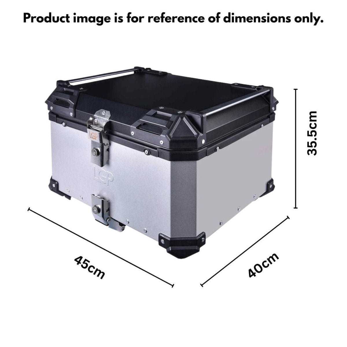 LGP 55L aluminium motorcycle top box with backrest silver