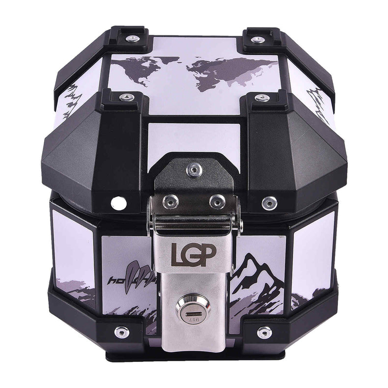 LGP 5L white graphics motorcycle top box aluminum