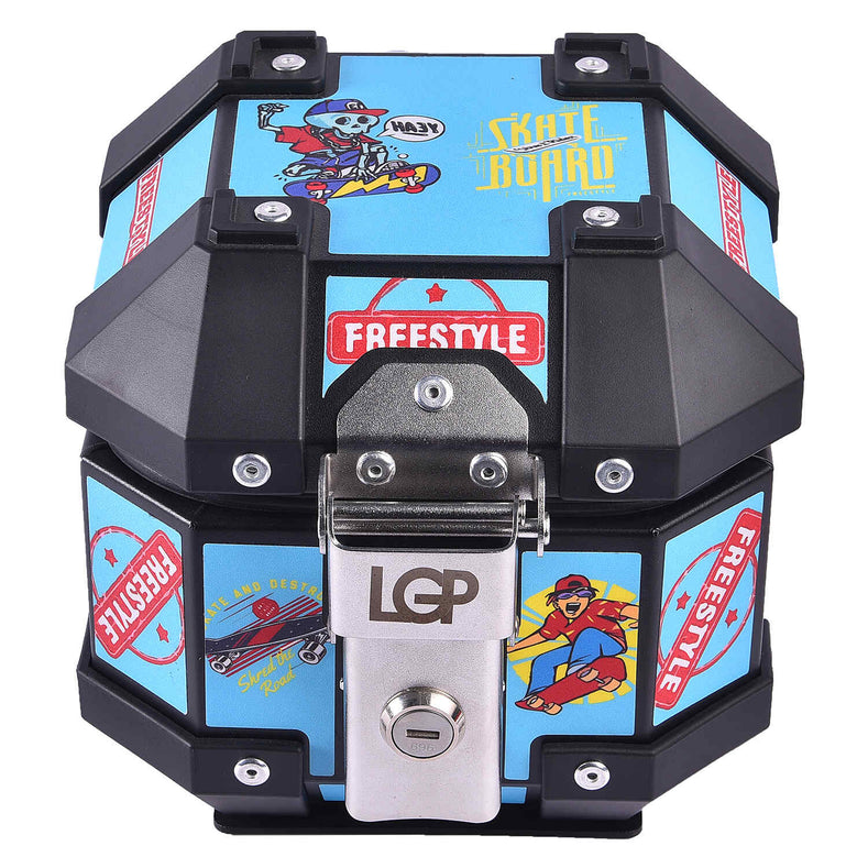 LGP 5L white graphics motorcycle top box aluminum