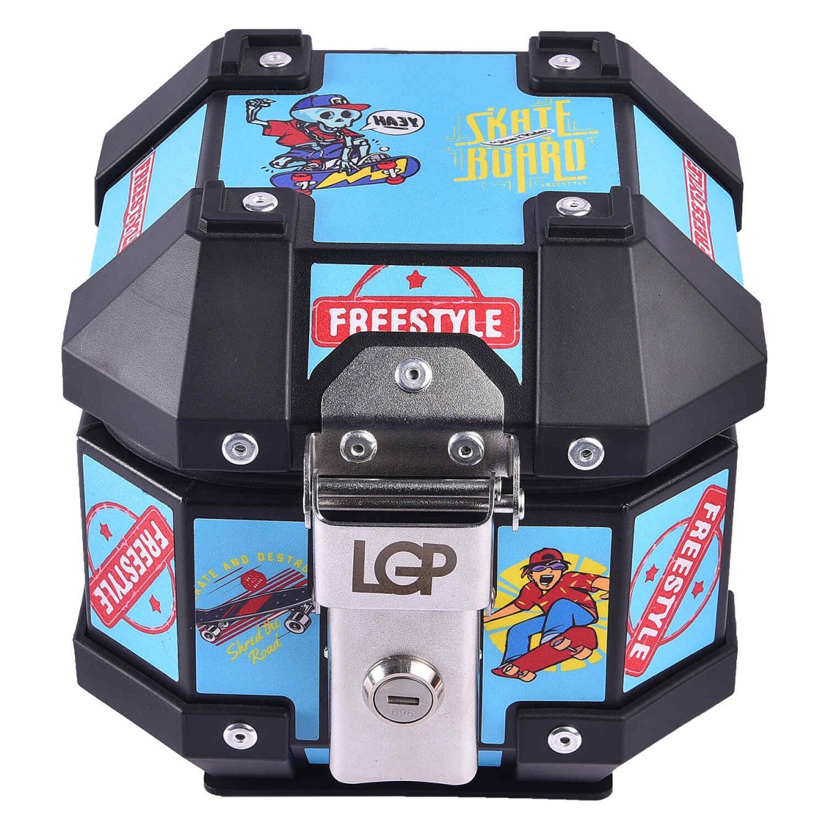 LGP 5L blue graphics aluminium motorcycle top box