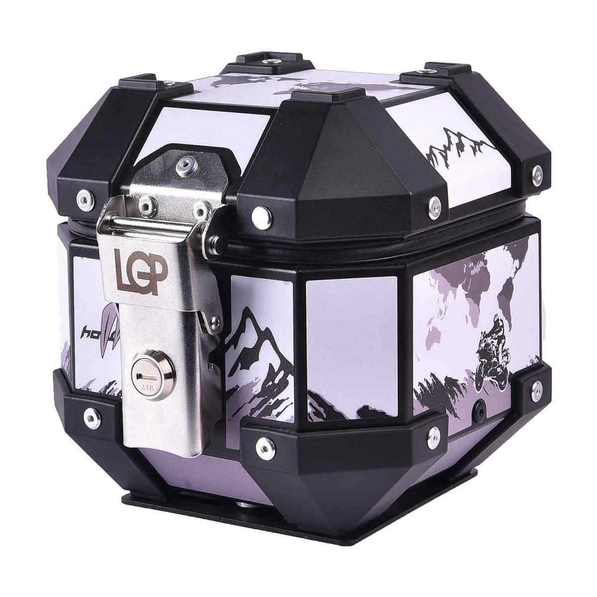 LGP 5L white graphics aluminium motorcycle top box