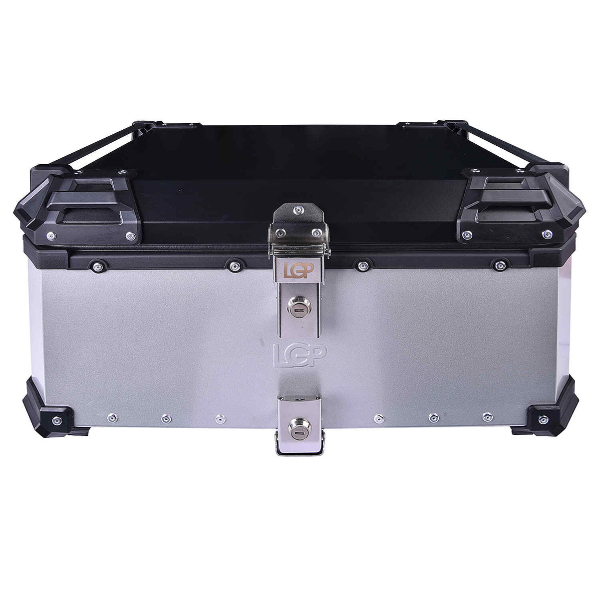 LGP 65L motorcycle top box black aluminum with backrest