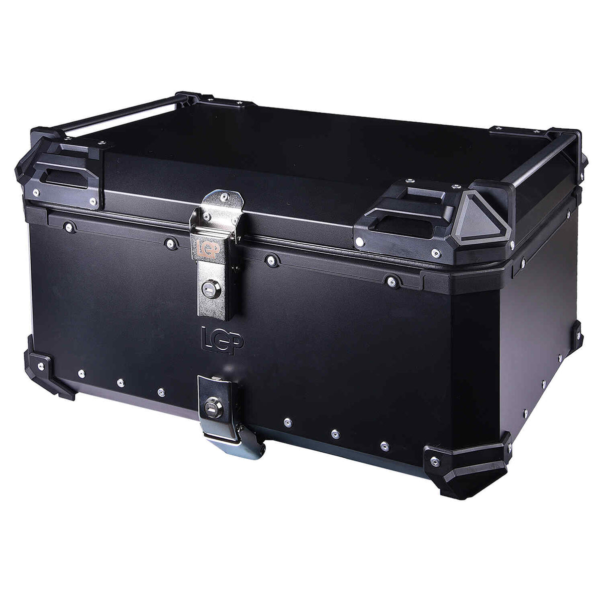 LGP 65L motorcycle top box black aluminum with backrest