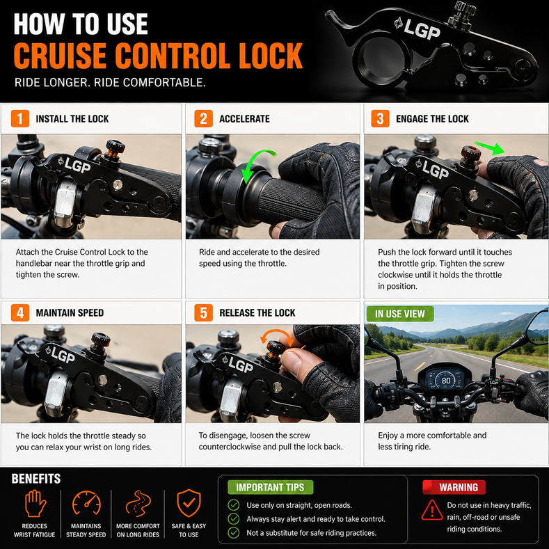 LGP motorcycle cruise control lock for all bikes
