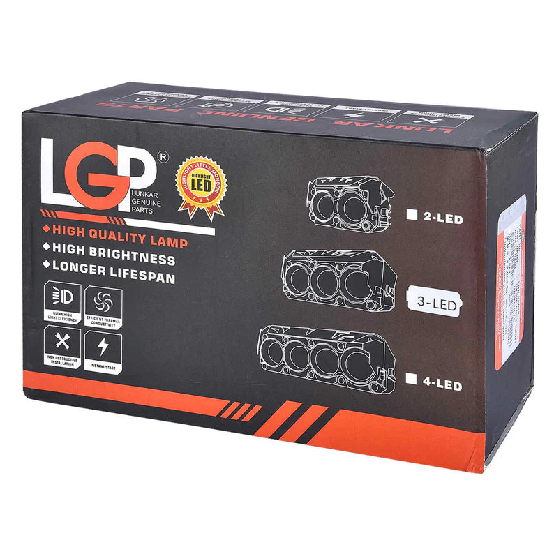 LGP DK300 Projector Fog Lamp Triple Lens 8000LM | Dual Color Yellow & White | 80W Universal Bike Spotlight