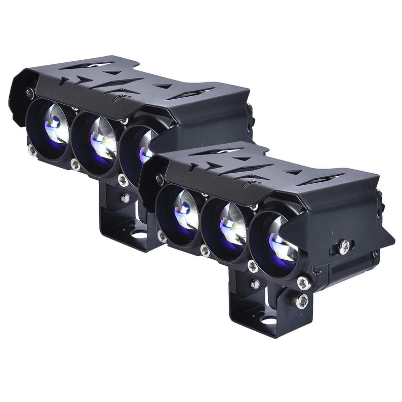 LGP DK300 Projector Fog Lamp Triple Lens 8000LM | Dual Color Yellow & White | 80W Universal Bike Spotlight