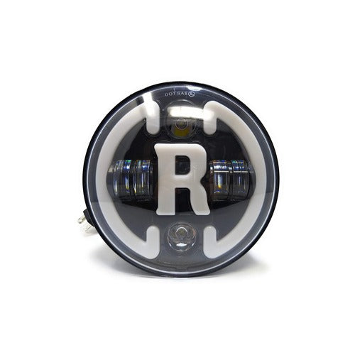 LIU HJG 7 Inch Round Headlight Compatible with Royal Enfield, Jeep Thar & Harley Davidson (R White Harley Headlight)