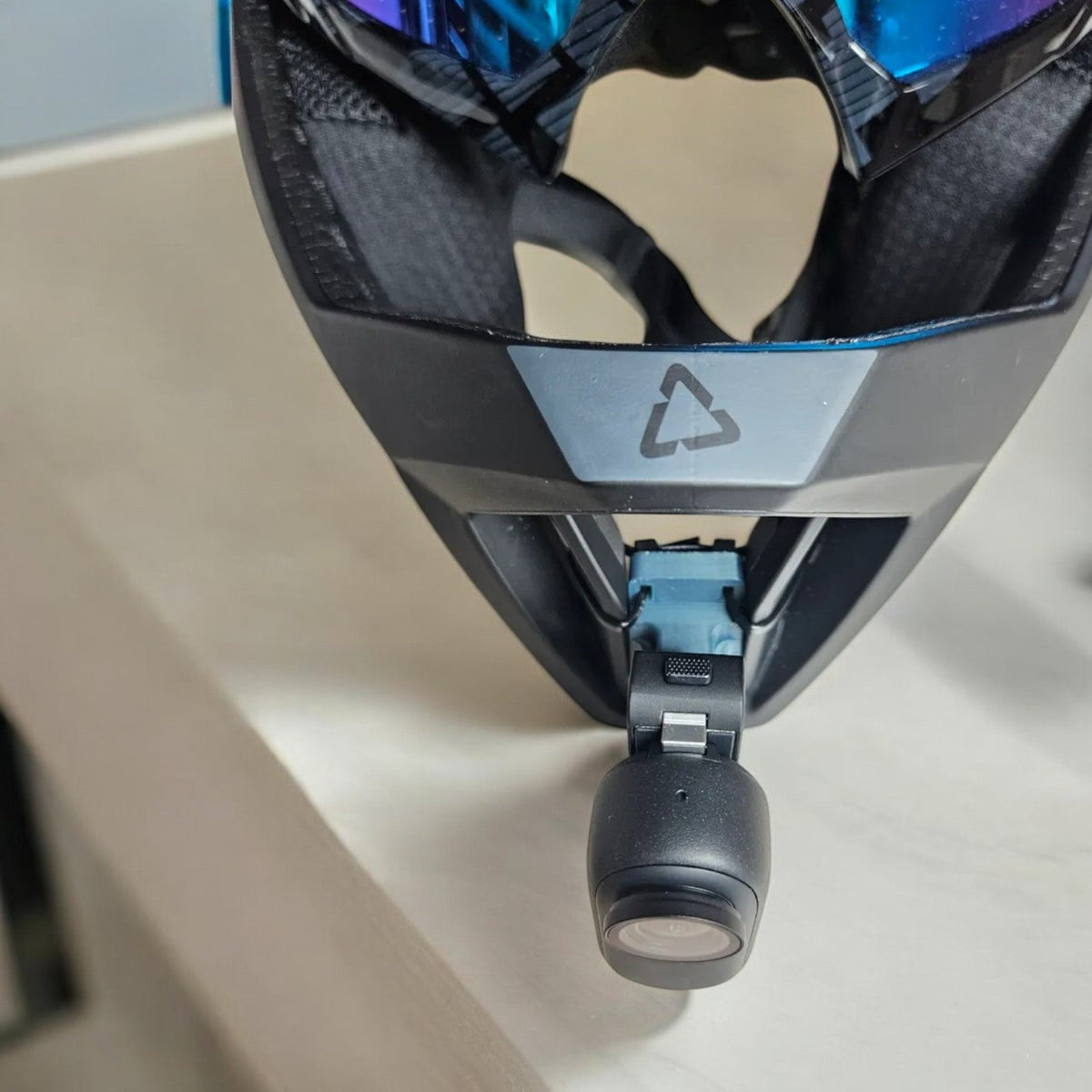 Leatt Enduro 4.0 helmet chin mount installed for GoPro trail riding footage