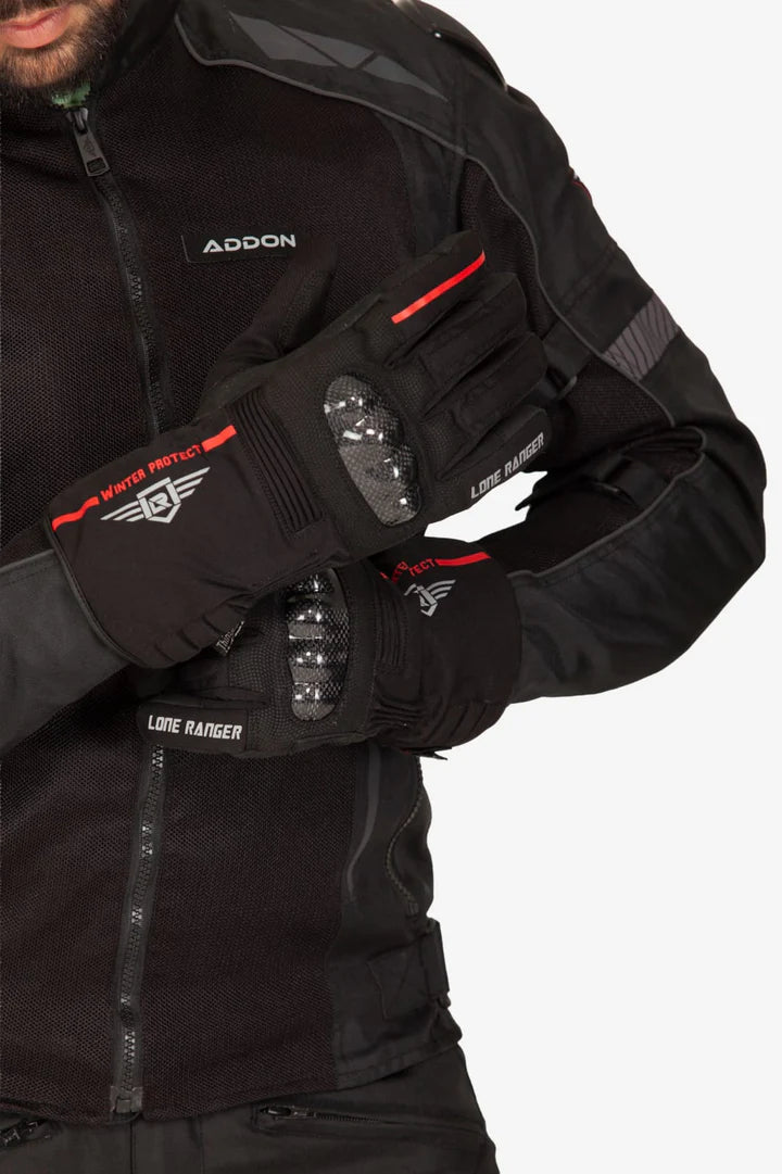 Lone Ranger Dryd V2 Waterproof Riding Gloves Black – Motorcycle Gloves with Knuckle Protection