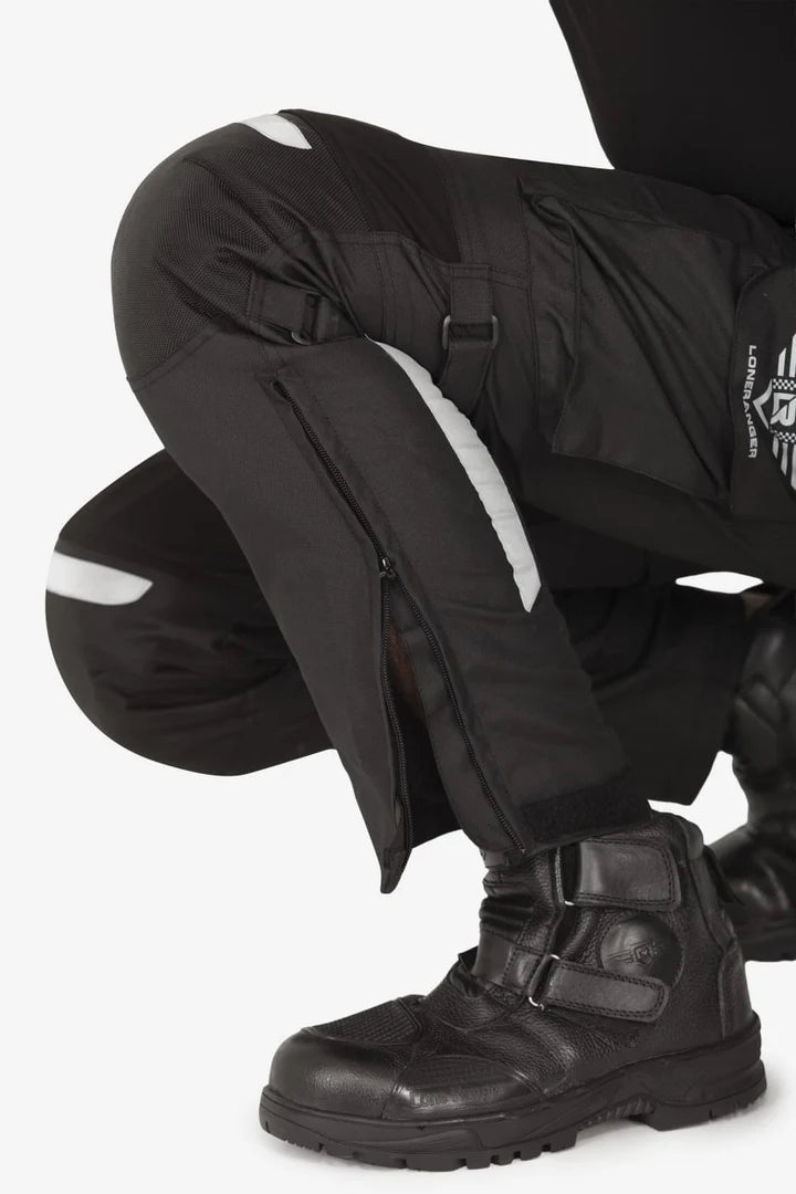 Lone Ranger Trotter Black Motorcycle Riding Trousers with Level 2 Armor and Tailbone Protector