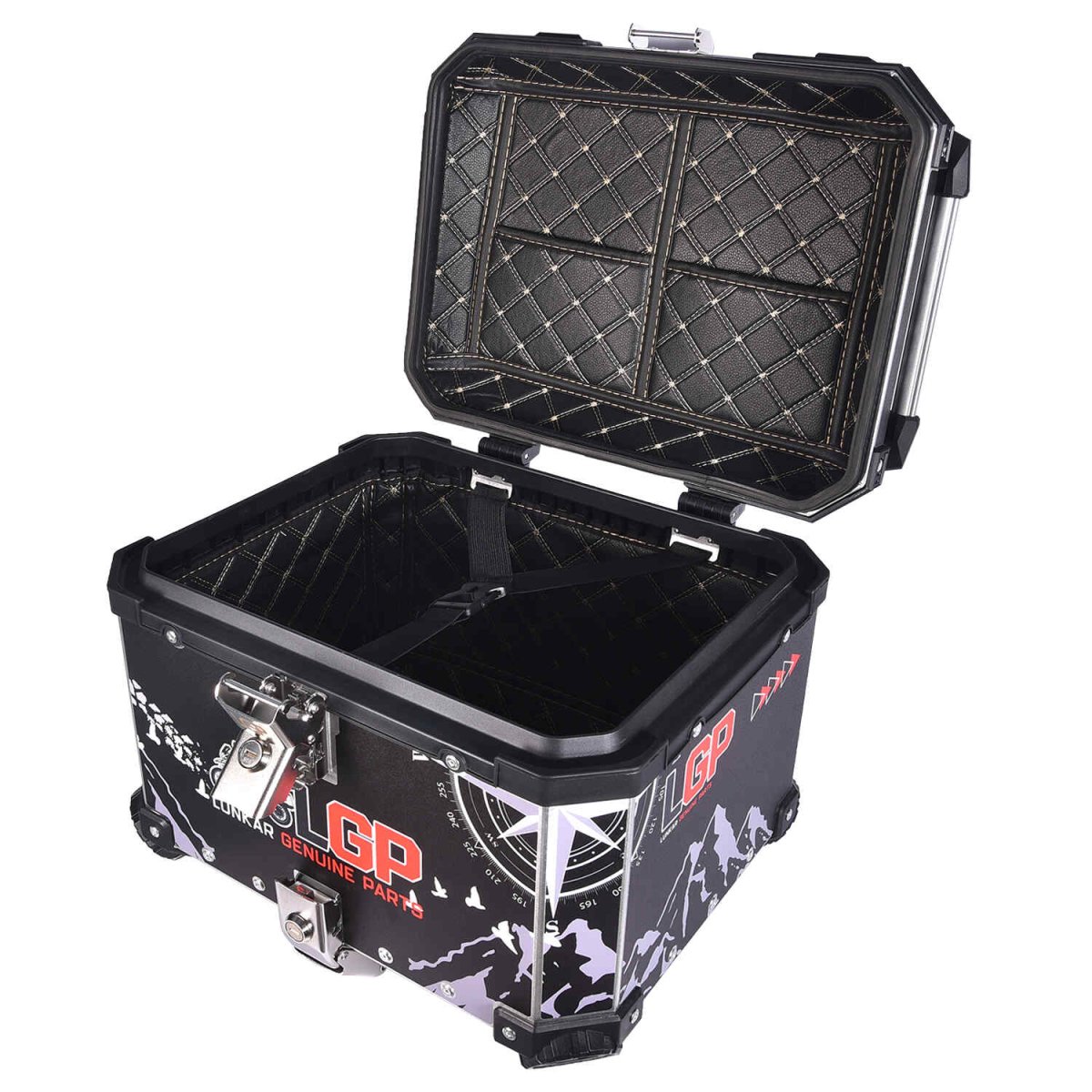 LGP 45L aluminium motorcycle top box with backrest
