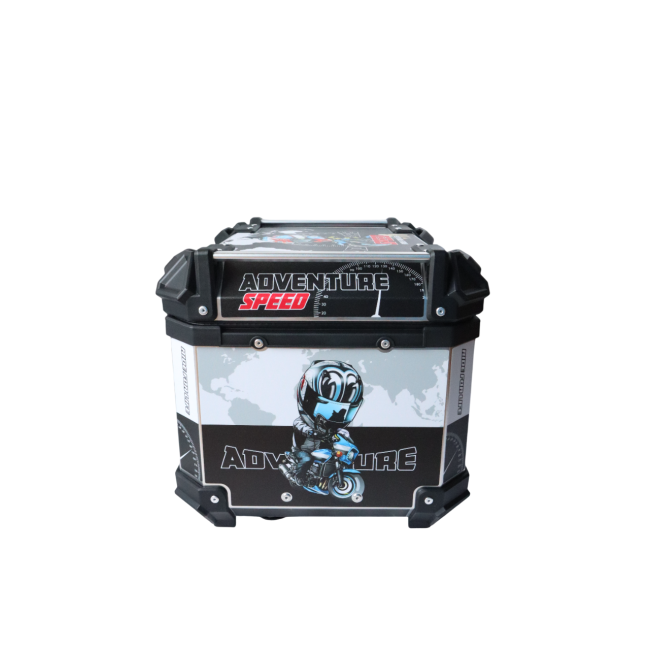 MOTOCARE ALUMINIUM 45 LITRE GRAPHIC WHITE BLACK SPEED GS