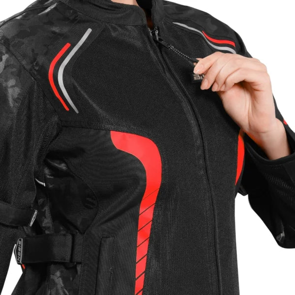 Bison ProGear Phoenix women riding jacket hi viz red