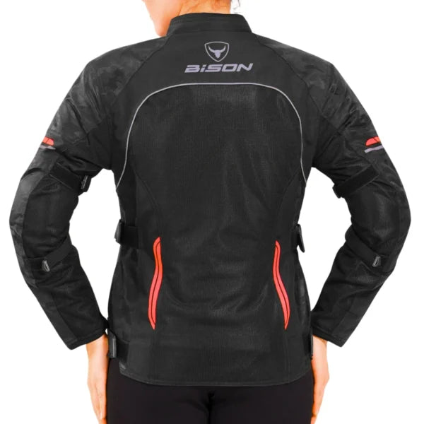 Bison ProGear Phoenix women riding jacket hi viz red
