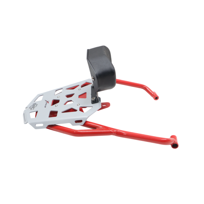 MotoCare pipe carrier with backrest installed on Hero XPulse 210 for luggage and passenger comfort support