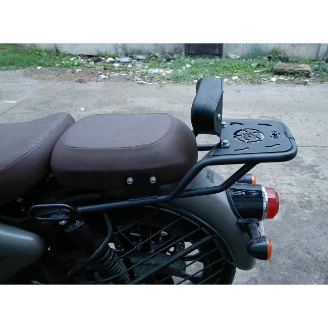 MotoCare pipe carrier with backrest for Royal Enfield Classic 350 Reborn