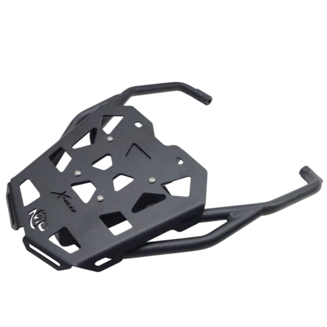 MotoCare pipe carrier installed on Hero XPulse 210 for luggage support and touring use