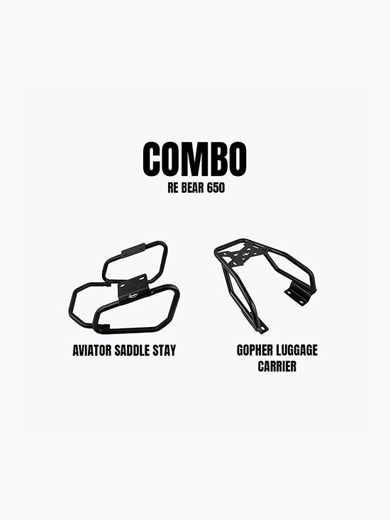 LEGUNDARY saddle stay and luggage carrier combo Royal Enfield Bear 650 black mild steel