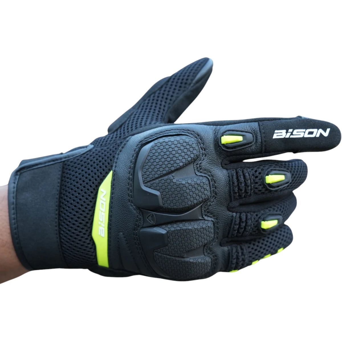 Bison ProGear Raptor black-neon motorcycle riding gloves