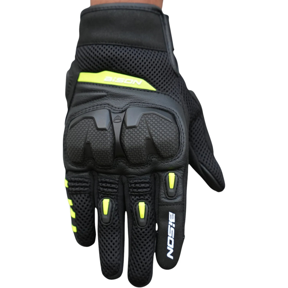 Bison ProGear Raptor black-neon motorcycle riding gloves