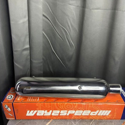 Way2Speed Gunner Performance Exhaust (Gloss Finish) for Royal Enfield Meteor 350 – SS316 Deep Bass Free-Flow Silencer