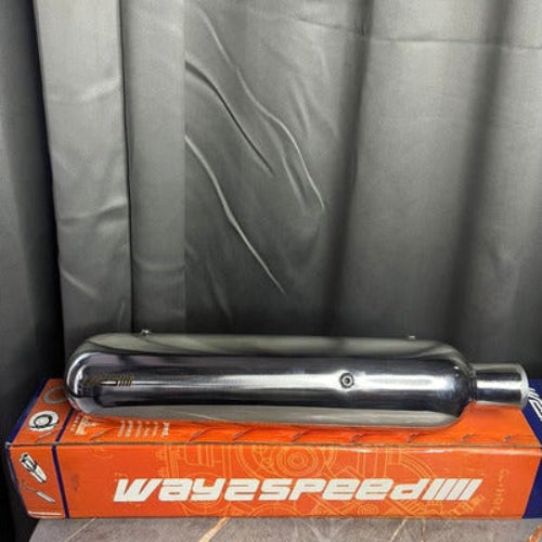 Way2Speed Gunner Performance Exhaust (Gloss Finish) for Royal Enfield Meteor 350 – SS316 Deep Bass Free-Flow Silencer