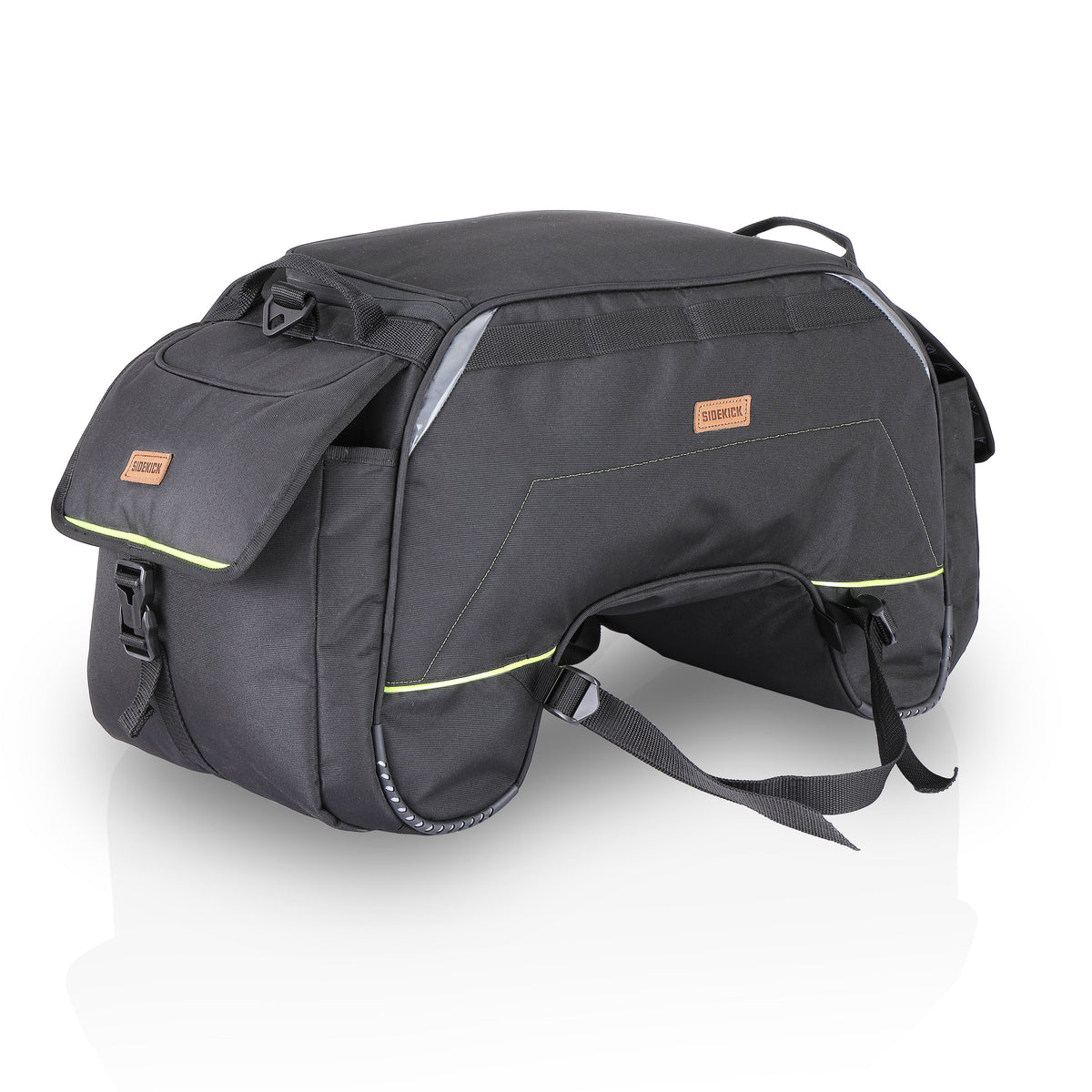 Guardian Gears SideKick 45L Motorcycle Tail Bag with waterproof inner dry bag and outer rain cover mounted on a motorcycle for touring
