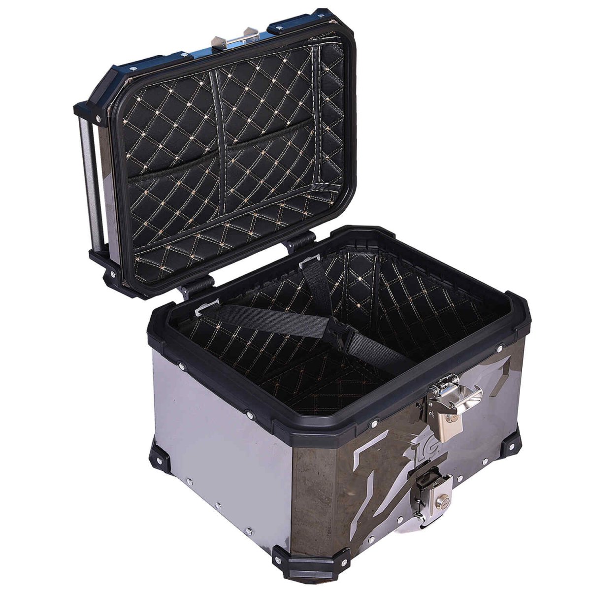 LGP 45L COLOURFULL reflective aluminum motorcycle top box with backrest