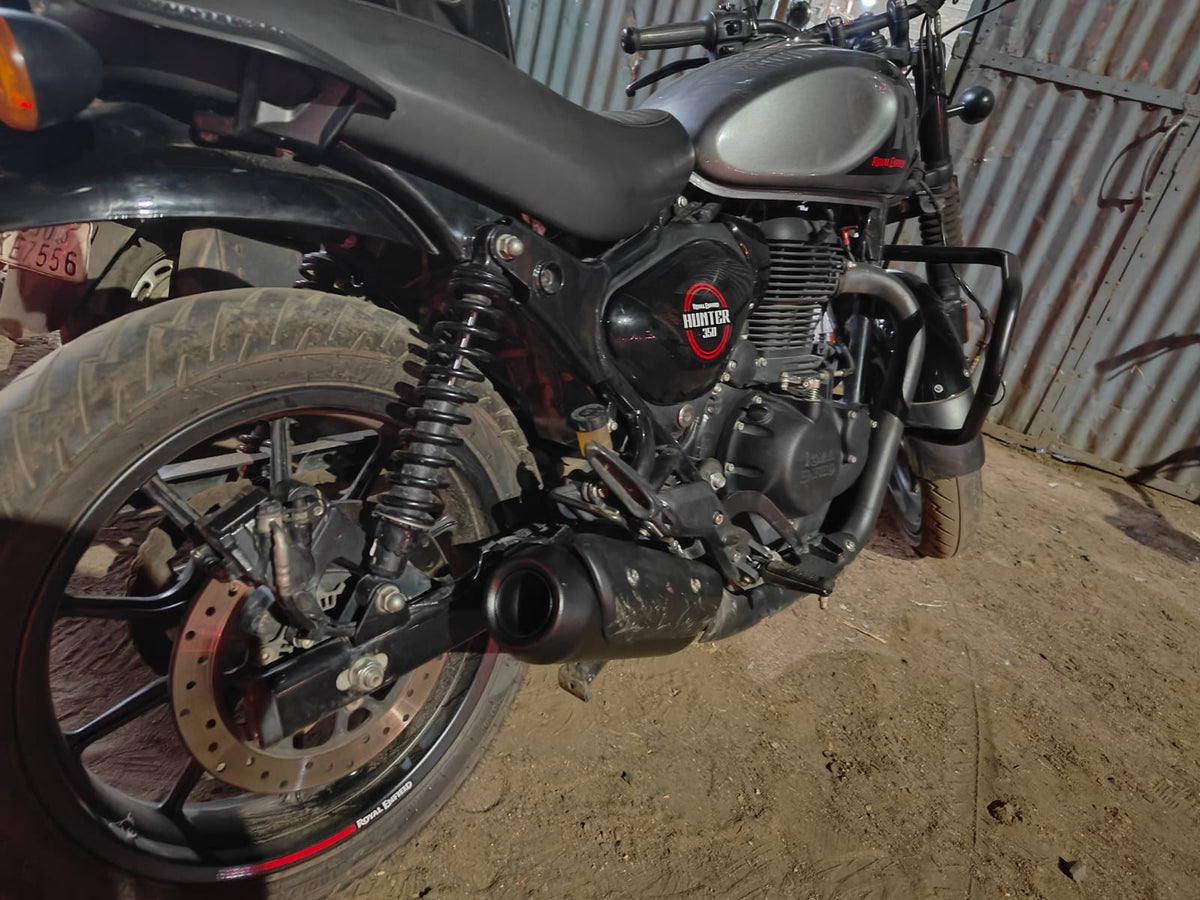 KP Racing Replica Exhaust SS304 Stainless Steel for Royal Enfield Hunter 350 with DB Killer Performance Silencer Lifetime Rust and Accidental Warranty