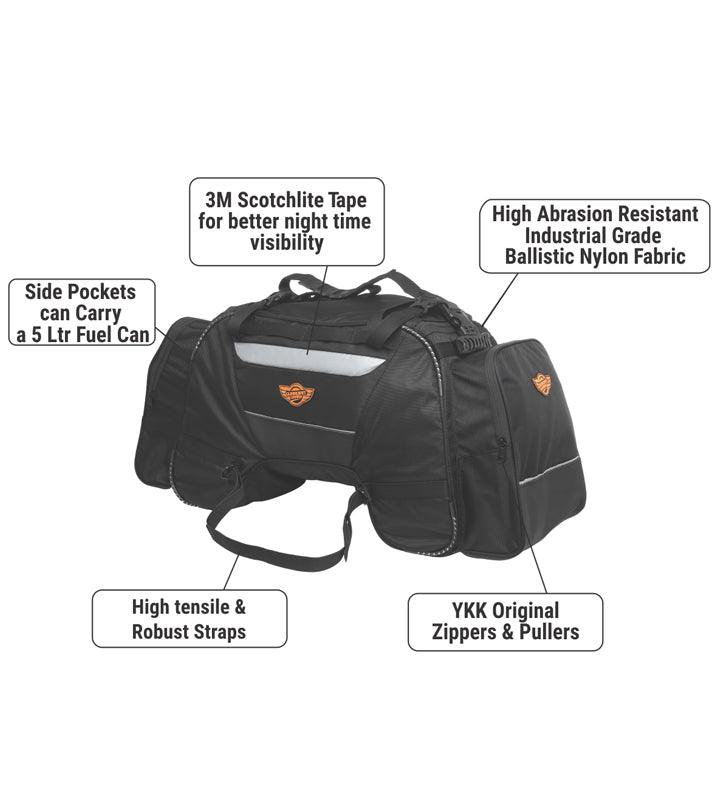 Guardian Gears Rhino 70L Motorcycle Tail Bag with Waterproof Rain Cover Universal Touring Luggage