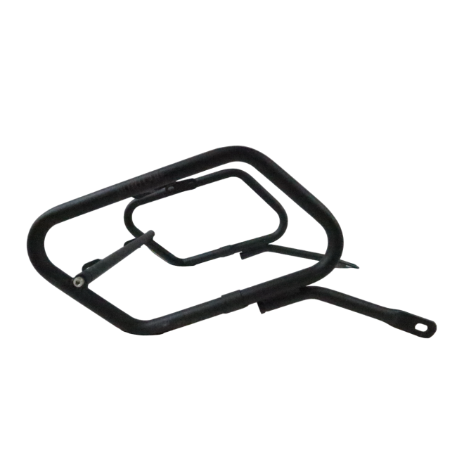 Motocare Dominar 400 saddle stay without plate installed on Bajaj Dominar 400 for secure side bag mounting and touring luggage support