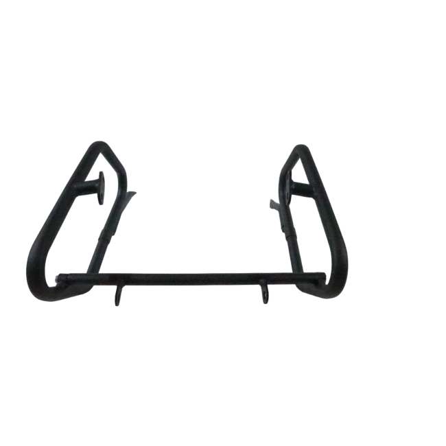 Motocare Dominar 400 saddle stay without plate installed on Bajaj Dominar 400 for secure side bag mounting and touring luggage support