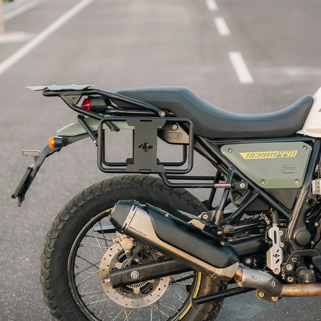 Legundary Aragon Saddle Stay Black for Royal Enfield Scram 440 heavy duty saddle bag support accessory