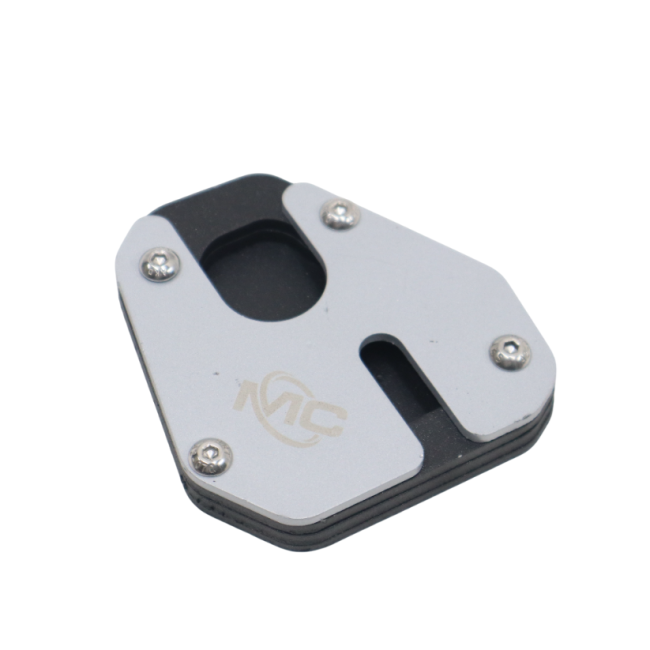 MotoCare side stand extender installed on Hero XPulse 210 for improved parking stability