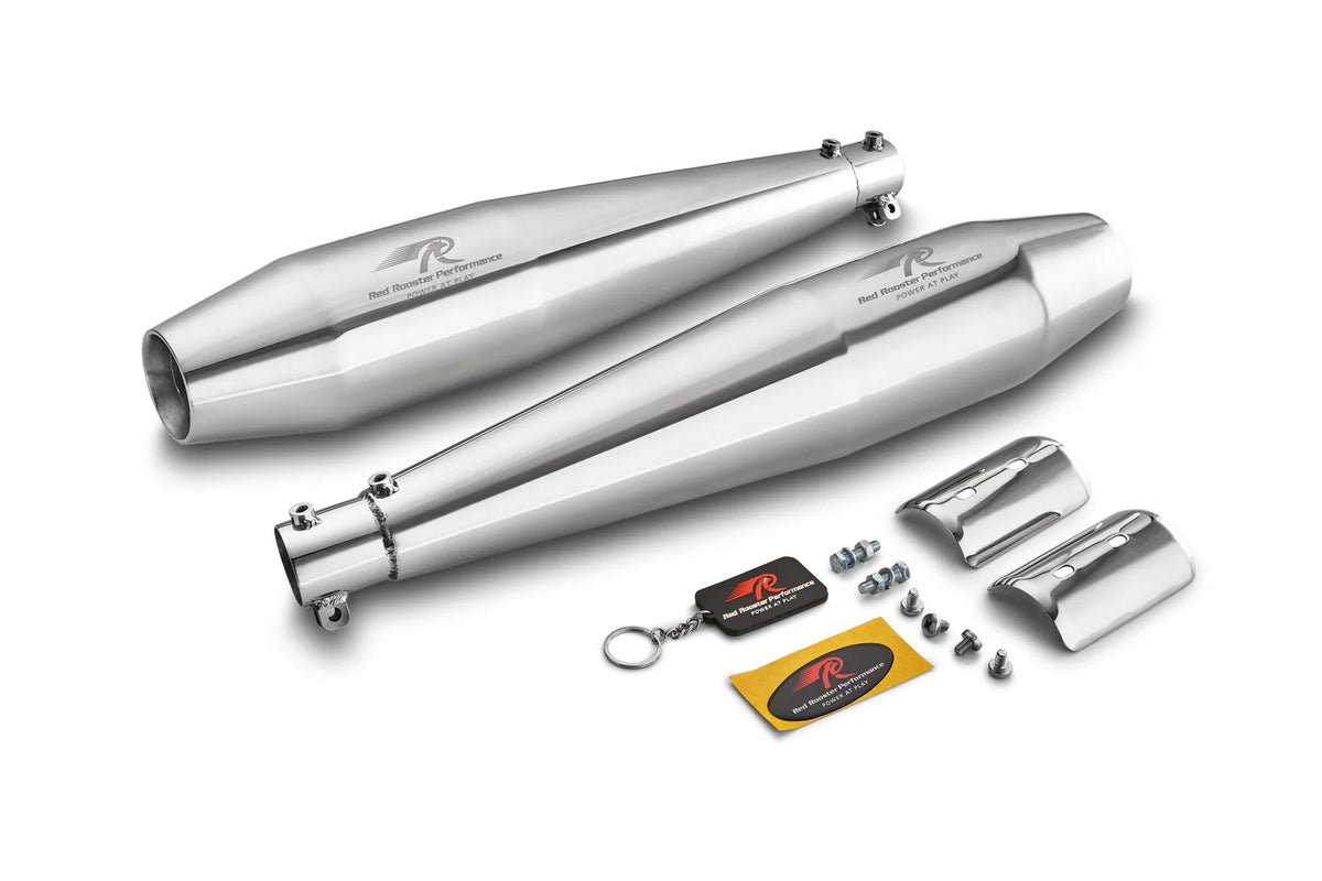 Red Rooster Stellar Polish Exhaust for Royal Enfield Interceptor 650 and Continental GT 650 performance upgrade