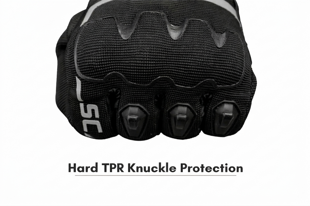 Scala Atlas black grey motorcycle riding gloves front view