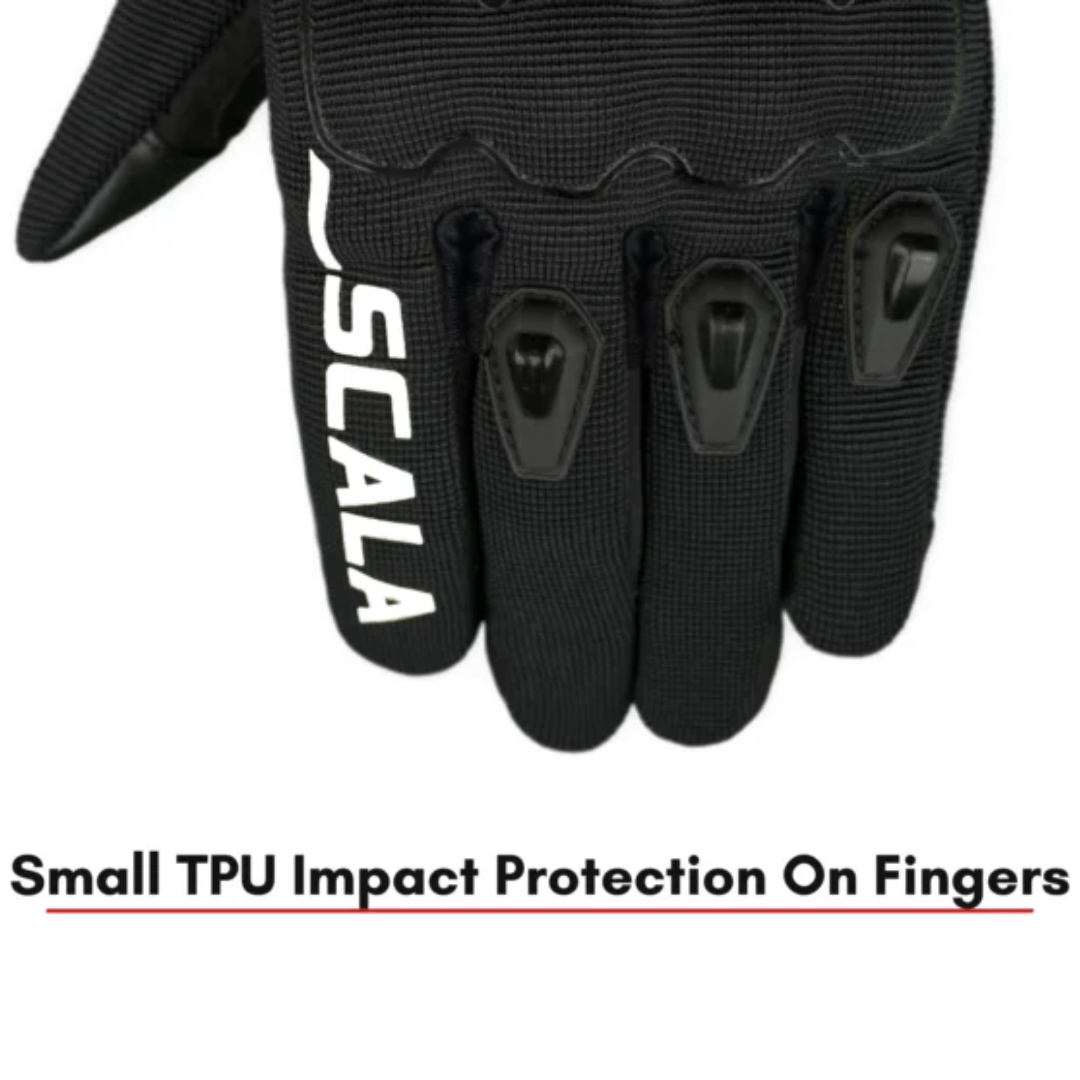 Scala Atlas black and white motorcycle riding gloves front view