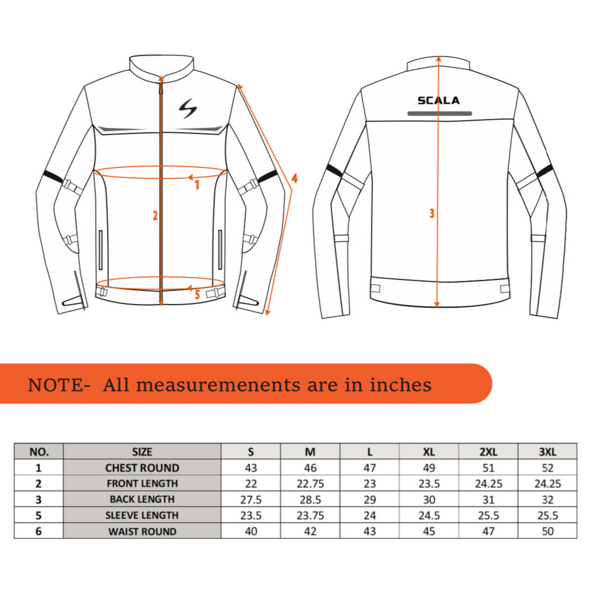 SCALA Blaze Black & Orange CE Level 2 Motorcycle Riding Jacket for Men