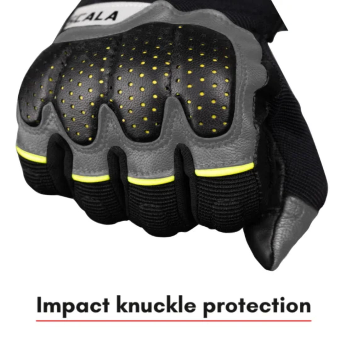 Scala Speed-2 gray genuine leather motorcycle riding gloves