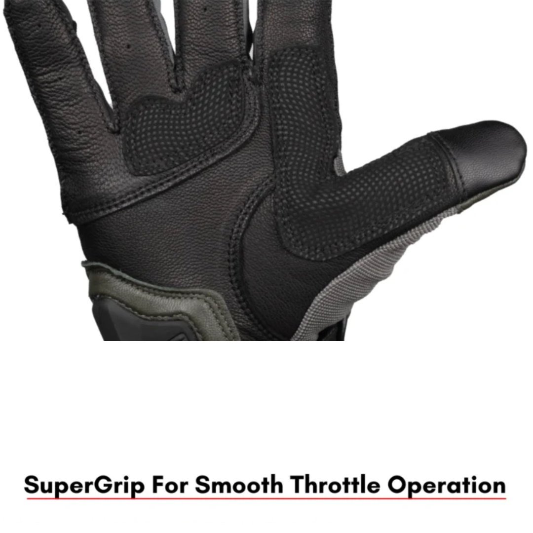 Scala Speed-2 olive green genuine leather motorcycle riding gloves
